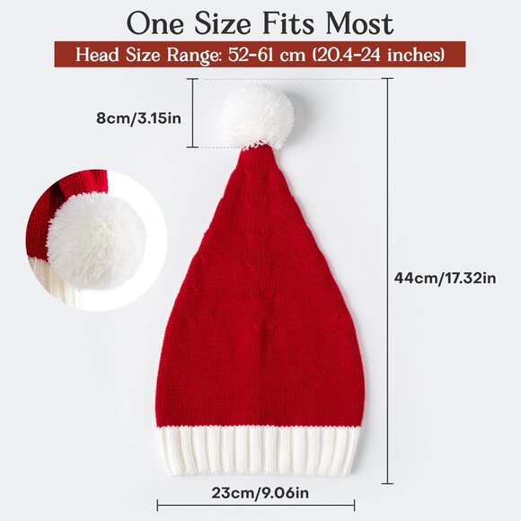 Santa Hat Christmas Hat Xmas Adult Women Men Washable Fade-restant Knitted Soft - Picture 6 of 9